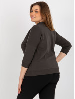 Obyčejná khaki halenka plus size s nápisy