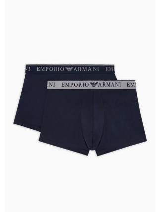 Pánské boxerky 2PACK 111769 3F720 70835 tm. modré - Emporio Armani