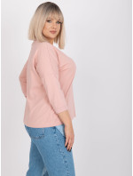 Prašně růžová halenka plus size velikosti s 3/4 rukávy