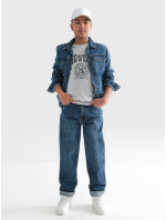 Velké hvězdné volné kalhoty Denim 190098 Střední Denim-482