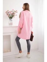 Bavlněná mušelínová košile Plus Size bonbónově růžová