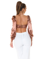 Sexy top Koucla Satin Look s dlouhými rukávy