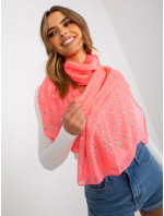 Fluo růžový šátek s ozdobnou aplikací