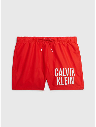 Pánské střední plavecké šortky se stahovací šňůrkou KM0KM00794 XNE červená - Calvin Klein