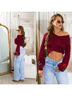 Sexy KouCla Crop knit sweater with patches