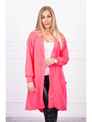 Bunda oversize s kapucí růžová neonová