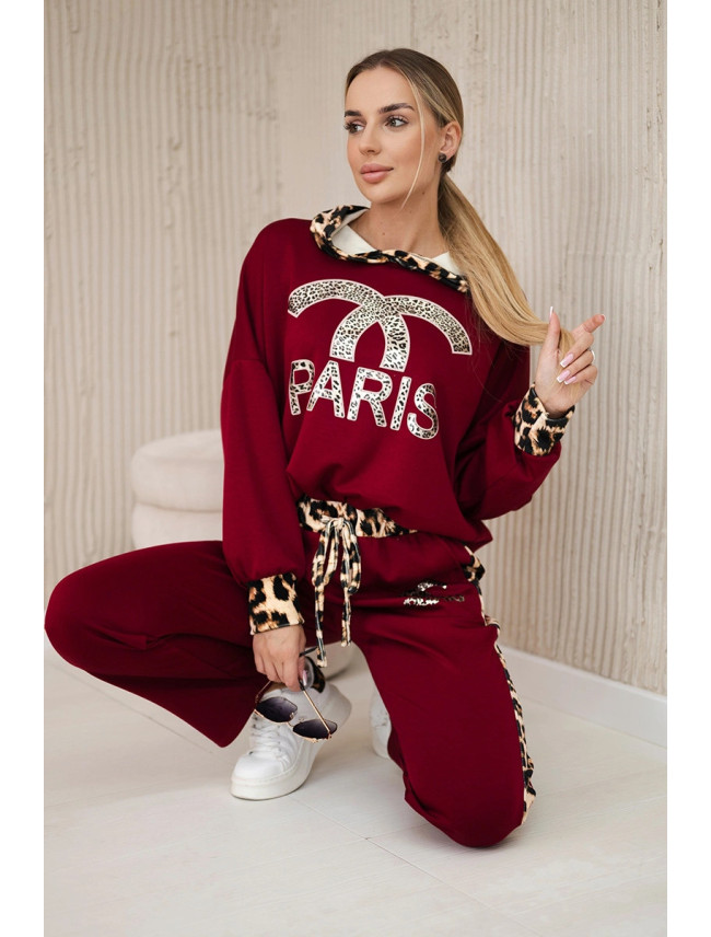 Set Paris Sweatshirt + Hose Burgundsko