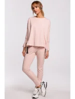 M491 Svetr nadměrné velikosti s bočními rozparky - candy pink