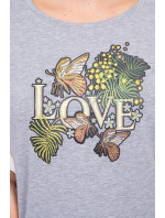 Blouse with Love print gray