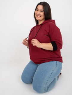 Dámská kaštanová mikina plus size velikosti s nápisem