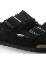 Dámské zateplené žabky s ovčí vlnou Birkenstock Arizona VL Shearling Black semišová kůže regular wide (0752661) dámské