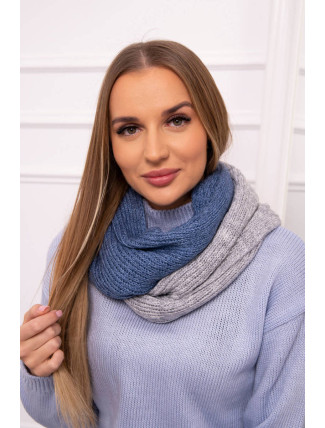 KN14 Dámský dvoubarevný džínový + šedý snood