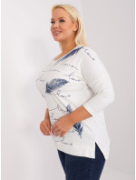 Ecru dámská halenka plus size s potiskem