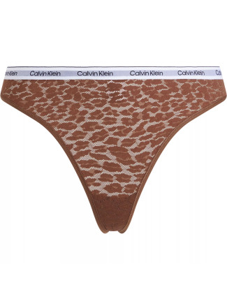 Dámská tanga HIGH LEG THONG 000QD5051E FUA  hnědé - Calvin Klein