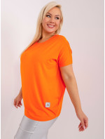 Oranžová halenka plus size s krátkým rukávem