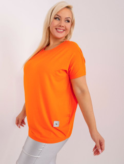 Oranžová halenka plus size s krátkým rukávem