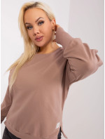Tmavě béžová halenka plus size s rozparky