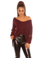 Sexy KouCla V-Cut sweater with chain decoration