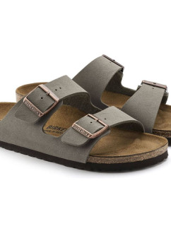 Dámské/ pánské žabky Birkenstock Arizona Birko-Flor Nubuck Stone regular wide grey (0151211)