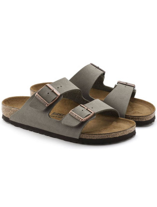 Dámské/ pánské žabky Birkenstock Arizona Birko-Flor Nubuck Stone regular wide grey (0151211)