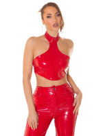 Sexy top Koucla Latexlook Neck Crop Top