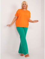 Fluo oranžová halenka plus size s kulatým výstřihem