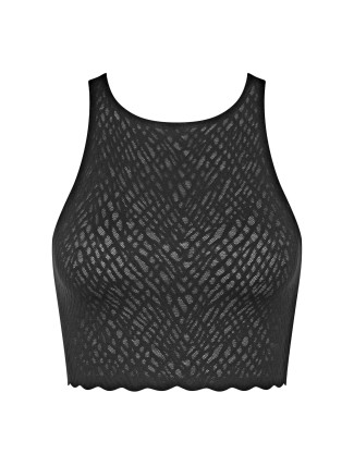 Dámský top ZERO Feel Bliss Crop Top - BLACK - černý 0004 - SLOGGI