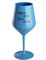 NEJSEM ONLINE JSEM ONWINE - modrá nerozbitná sklenice na víno 470 ml