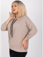 Tmavě béžová halenka plus size s aplikací Robert