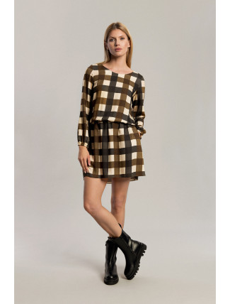 Benedict Harper Dress Aster Khaki Grid