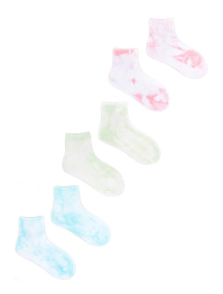 Yoclub Dívčí kotníkové bavlněné ponožky Tie Dye 3-Pack SKS-0091U-0000 Multicolour