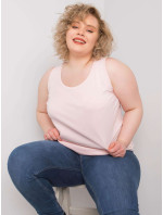 Světle růžovém plus size top z bavlny Keyla