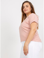 Prašně růžové dámské tričko plus size s nápisem