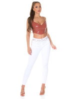 Sexy Koucla Latex Look Träger Crop Top