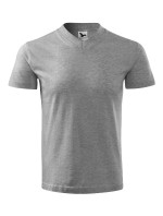 V-neck tričko unisex tmavě šedý melír