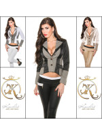 Trendy KouCla Business-Blazer w. caro-aplikace