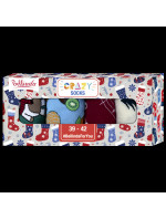 Dárková krabička zábavných crazy ponožek 4 páry CRAZY SOCKS BOX - BELLINDA - červená