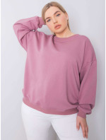 Pudrově růžová mikina plus size bez kapuce