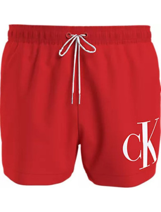 Pánské plavky SHORT DRAWSTRING KM0KM00967 XM9 červvené - Calvin Klein