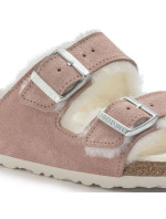 Birkenstock Arizona Suede Leather Shearling Pink Clay LAF insulated žabky úzké (1023258) dámské