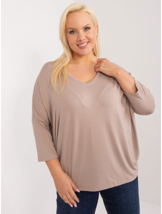 Tmavě béžová plus size viskózová halenka