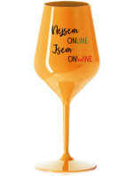 NEJSEM ONLINE JSEM ONWINE - oranžová nerozbitná sklenice na víno 470 ml