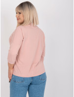 Prašně růžová halenka plus size velikosti s 3/4 rukávy