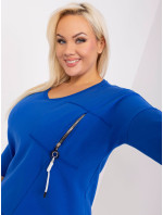 Kobaltově modrá halenka plus size velikosti s ozdobným zapínáním