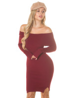 Sexy pletené mididress šaty na ramena