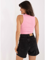 Růžový basic crop top