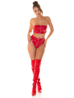 Sexy Koucla Latexový vzhled bandeau topu se zipem