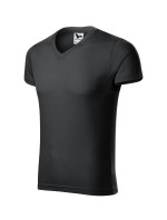 Slim Fit V-neck tričko pánské ebony gray