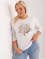 Dámská halenka Ecru plus size s 3/4 rukávem