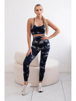 Fitness set top s nastavitelnými ramínky + push up legíny námořnická modř